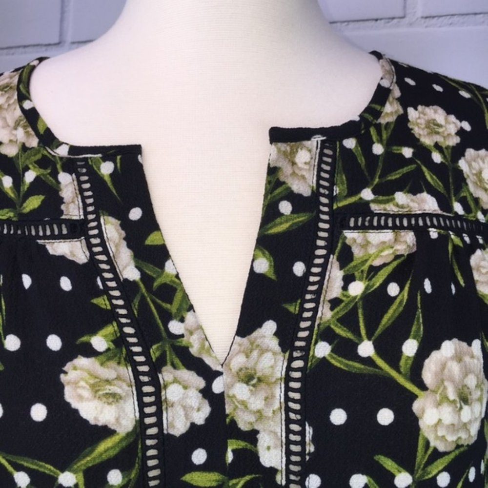 Fever Top Tunic Black Floral Boho Style Medium - Picture 5 of 8